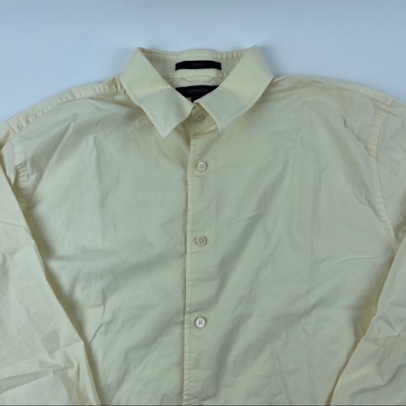 Express Mens Dress Shirt Stretch Yellow XL - Picture 4 of 7